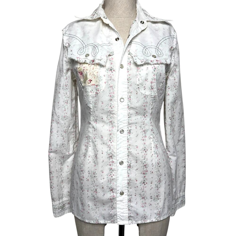 Buffalo David Bitton Floral Western Shirt Y2K Cowgirl Medium Loop di Lou Style